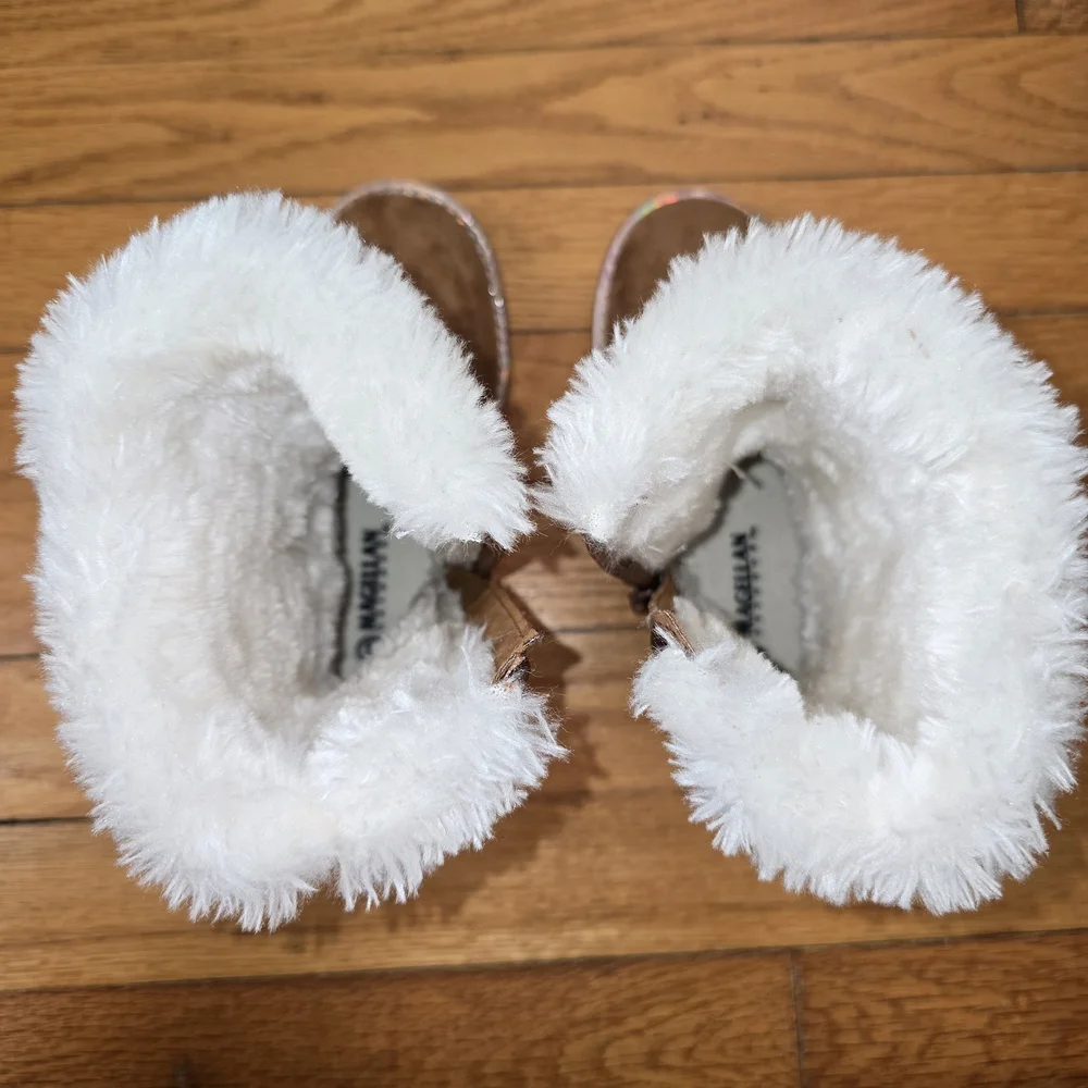 Magellan Outdoors Brown Kids Snow Boots with White Fur